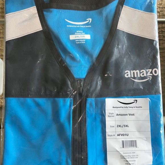 Amazon flex reflective safety vest employee zip up NEW 2XL/3XL sealed package - Picture 4 of 5